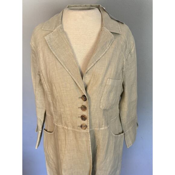 Soft Surroundings Eza Jacket Sz S NWT Beige Linen Notch Collar Lagenlook Boho - Picture 10 of 16